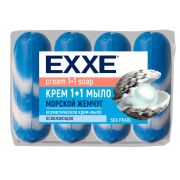 EXXE Косметическое крем-мыло 1+1 «Морской жемчуг» 4шт*75г  (СИНЕЕ) полосатое ЭКОПАК