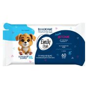 ЭМИЛИ Style ЛАЙТ влажные полотенца ДЕТСКИЕ без отдушки XL размер, роз/гол 60шт