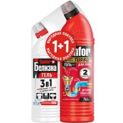 SANFOR ДЛЯ ТРУБ Средство д/очистки канализац труб TURBO 750гр +SANFOR БЕЛИЗНА ГЕЛЬ  500гр
