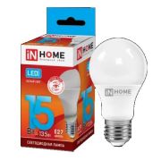 IN HOME Лампа сд LED-A60-VC 15Вт 230В Е27 6500К 1350Лм ( Холодный свет)  /10/100