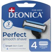.NEW DEONICA  3 FOR MEN Сменные кассеты 3 ЛЕЗВИЯ, 4 шт /10 (совместимы с Mach3)