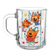 Кружка стекло Три кота Цветы 230мл