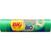 BIG CITY LIFE Пакеты для мусора с затяжками BIO HD 51*53 см 35л 15 шт зелёные