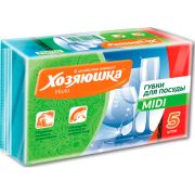 ХОЗЯЮШКА Губка д/посуды MIDI 5шт/ Г-05/01004