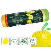 МАСТЕР ФРЕШ Пакеты для мусора АРОМА с завязками 35л 15шт (двойная ЛИМОН добавка) желтые, 14мкм