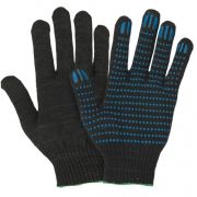 Перчатки х/б с ПВХ (точка) черный,10 класс, 4 нити/КБ