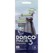 DORCO РACE 3 Бритвы одноразовые 4 шт (с 3 лезвиями. увл. полоска, плав. головка)/ TRC 200BL-4P
