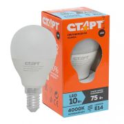 ЦЕНА   Лампа СТАРТ LED Sphere  E14  10W  Форма шарик нейтральный. свет 4000К  /10/100