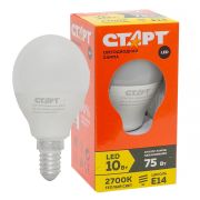 ЦЕНА   Лампа СТАРТ LED Sphere  E14  10W  Форма шарик, тёплый свет 2700К  /10/100