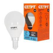 ЦЕНА   Лампа СТАРТ LED Sphere  E14  7W  Форма шарик нейтральный. свет 4000К  /10/100