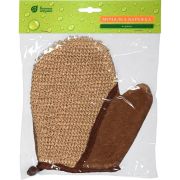 БАННЫЕ ШТУЧКИ Мочалка из рами, варежка с хлопком, 18х21 см, medium /40363
